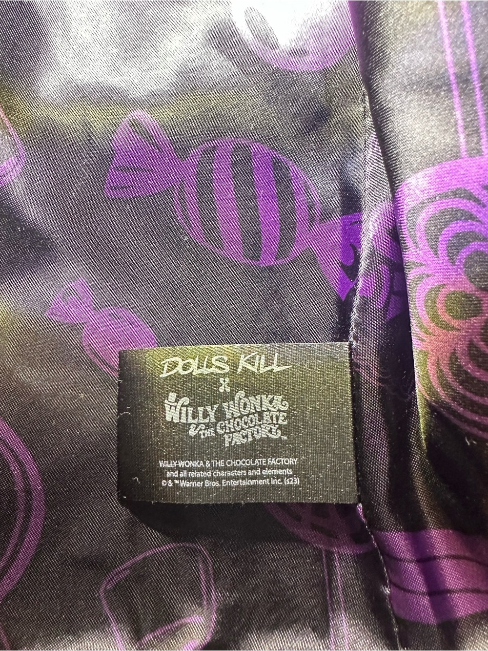 Dolls Kill x Willy Wonka & the Chocolate Factory Long psychedelic Coat, Small - Picture 15 of 17